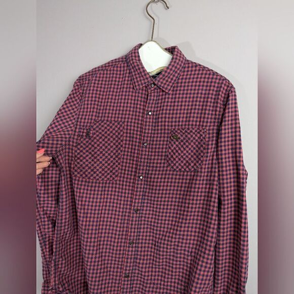 Scotch and soda mens' button shirt plaid dark pink, blue L - Picture 7 of 12